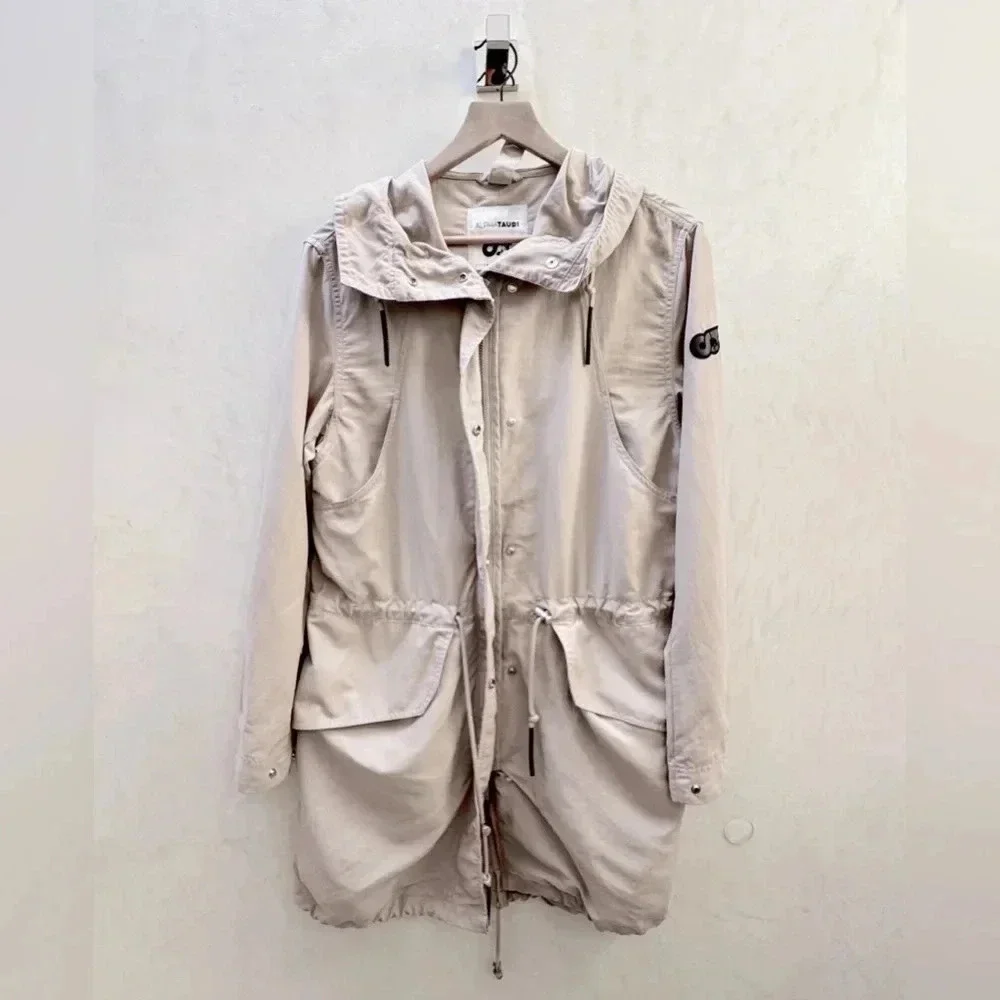 Alpha Tauri || Long Line Trench Coat Performance in Cream Large - Picture 1 of 10